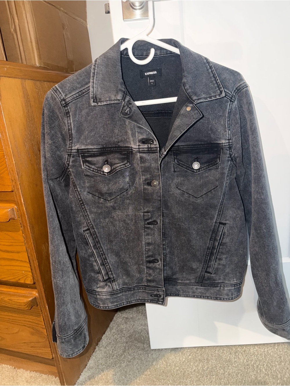 Express Black Washed Denim Jacket